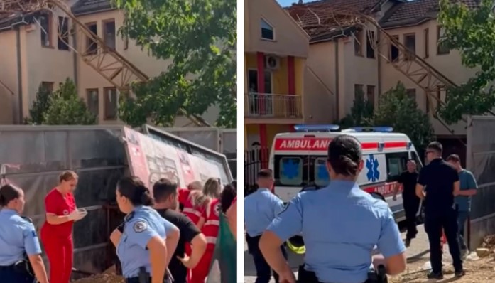 Dy punëtorë u lënduan nga rrëzimi i kranit në rrugën A, policia nis hetimet