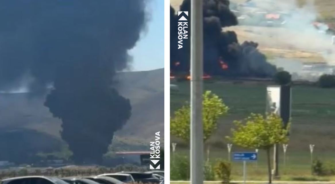 Zjarr i madh në Sllatinë, flakët përfshijnë deponinë e gomave (VIDEO)